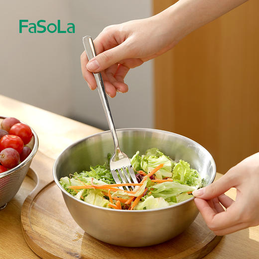FaSoLa不锈钢盆套装304厨房家用打蛋和面盆洗菜盆沥水篮 商品图4