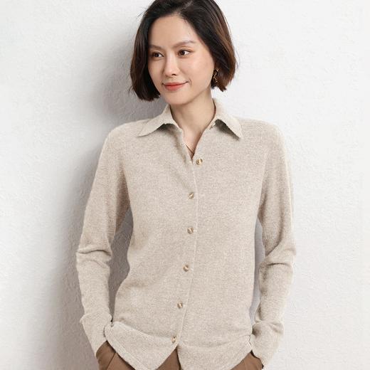 QHJY-JYPL2218秋季新款羊毛开衫外套衬衣领/POLO领毛衣外穿针织衫女式上衣 商品图5