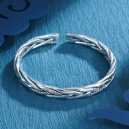 子佩集S9999银【连理枝】手镯【ZAW184J】仿古 商品图1