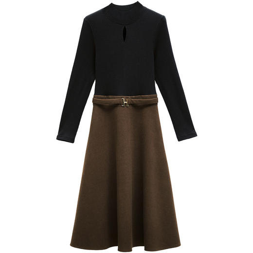 时尚休闲舒适毛呢拼接连衣裙两件套HR-MLJL6912 商品图4