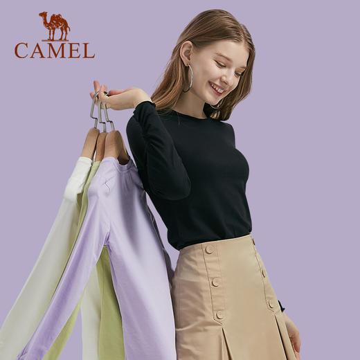 骆驼女装2022夏季新款简约长袖打底衫上衣女薄款潮流外穿内搭T恤  W0W1VR125 商品图4