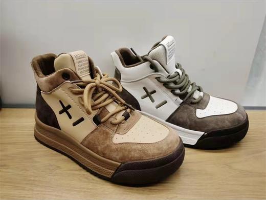 豪行2021年冬季21401521厚底加绒保暖时尚短靴真皮系带加厚女棉靴 商品图3