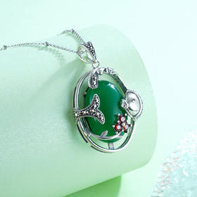 子佩集S925银【朝雨轻尘】绿玉髓吊坠【FLB1269】2212