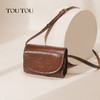 TOUTOU秋冬新款复古百搭油蜡牛皮单肩斜挎小方包 商品缩略图1
