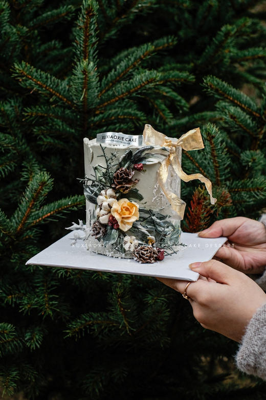 圣诞限定｜圣诞花环韩式裱花，草莓夹心，奶油霜抹面 商品图1