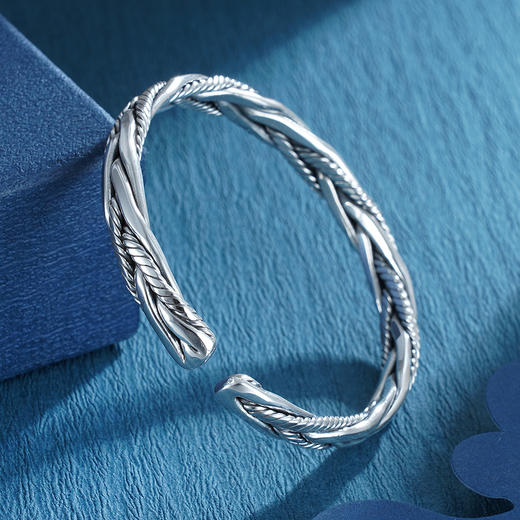 子佩集S9999银【连理枝】手镯【ZAW184J】仿古 商品图5