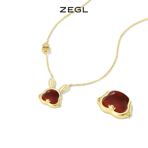 ZEGL设计师本命年系列发财兔红玛瑙项链女925纯银轻奢小众锁骨链 商品图2