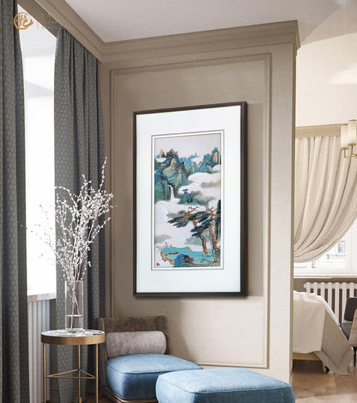 艷 湘绣  刺绣客厅餐厅玄关《山水》新中式挂画 商品图3