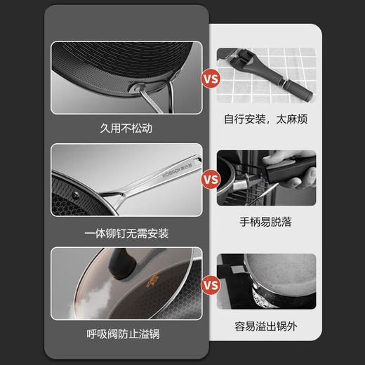 康巴赫炒锅不粘锅316L不锈钢炒菜锅旗舰款双全面屏蜂窝锅32cm少油烟电磁炉燃气灶通用 商品图3