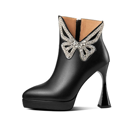 秋冬防水台细跟高跟鞋尖头时尚水钻短靴OLD-W6733aa 商品图4