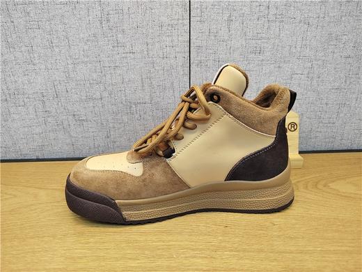 豪行2021年冬季21401521厚底加绒保暖时尚短靴真皮系带加厚女棉靴 商品图1