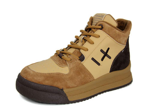 豪行2021年冬季21401521厚底加绒保暖时尚短靴真皮系带加厚女棉靴 商品图0