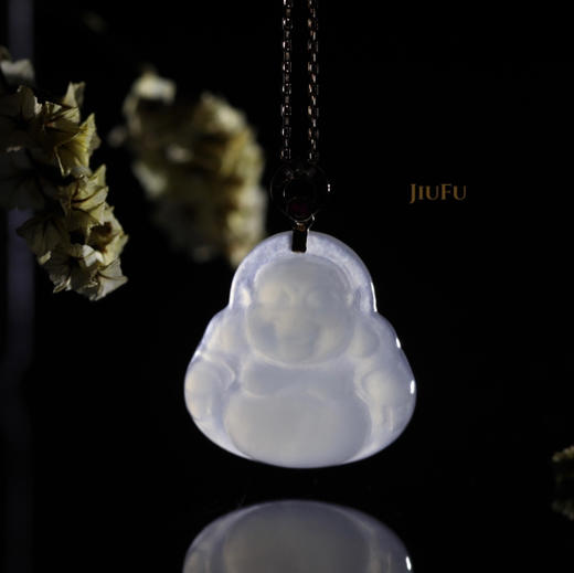 18K玫瑰金和田玉（白玉）镶钻吊坠--玉佛之鸿运当头 /佛公20*21mm 商品图2