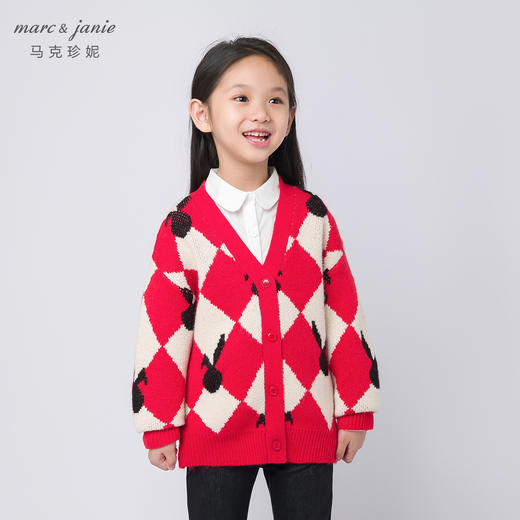【柔蓝绒】马克珍妮秋冬新款女童小兔子提花针织开衫221368 商品图0