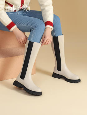 西村名物2022年商场同款切尔西长靴女秋冬厚底烟囱靴骑士靴44551