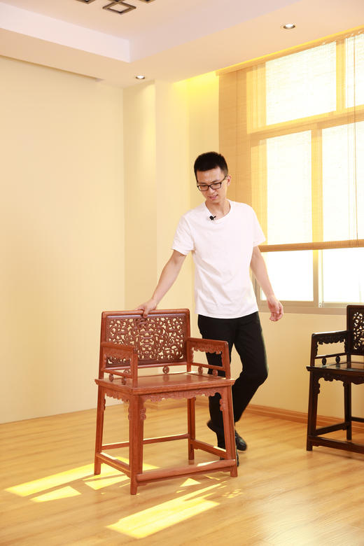 红桥红  家具严选  缅甸花梨（大果紫檀）【螭龙纹 玫瑰椅】 商品图1