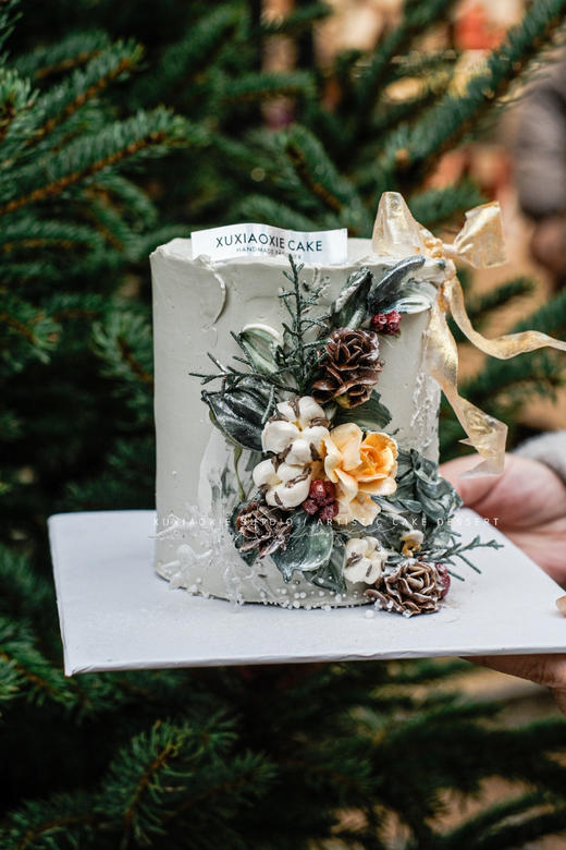 圣诞限定｜圣诞花环韩式裱花，草莓夹心，奶油霜抹面 商品图2