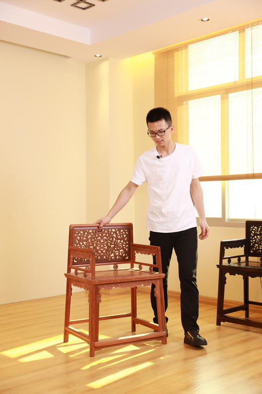 红桥红  家具严选  缅甸花梨（大果紫檀）【螭龙纹 玫瑰椅】 商品图2