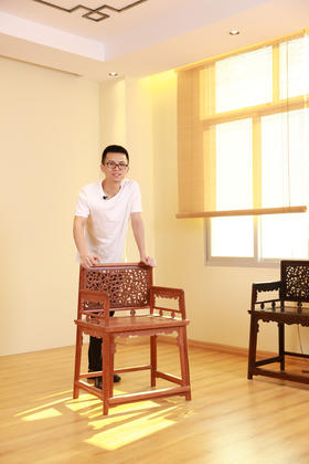 红桥红  家具严选  缅甸花梨（大果紫檀）【螭龙纹 玫瑰椅】