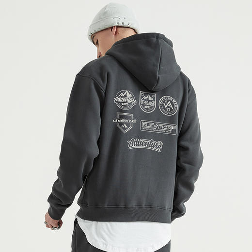 自由基地秋冬新款简约越野logo团队定制落肩戴帽套头抓绒卫衣加厚 NMT-1931 商品图1