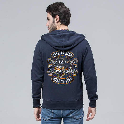 自由基地秋冬新款机车风虎头设计元素带帽拉链卫衣毛圈开衫男女款 NMT-1936 商品图1