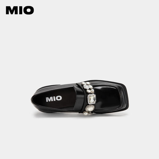 MIO米奥春季方头豆豆鞋复古单鞋英伦风一脚蹬乐福鞋M231530102 商品图3