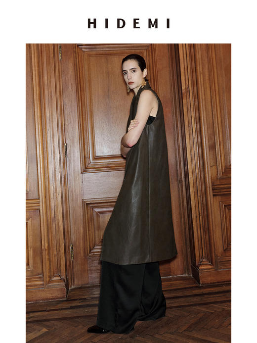 HIDEMI 【赵丽颖同款】节日系列极简分体两件式毛呢阔型浴袍腰带长款大衣 商品图11