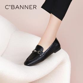 千百度女鞋春秋乐福鞋舒适两穿羊皮乐福鞋通勤小皮鞋真皮低跟 A23111866