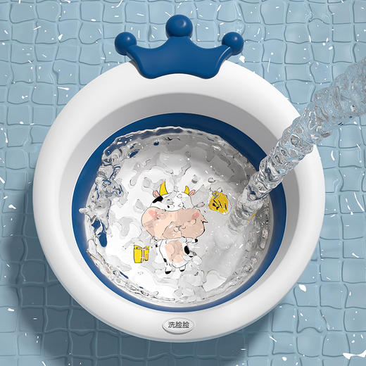 次元时代婴儿童折叠脸盆家用便携式伸缩洗脸盆宝宝塑料盆洗澡盆子 商品图1