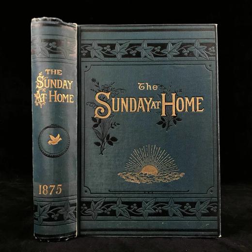 1875年 居家礼拜日杂志 数百幅插图（含多幅彩色） 漆布精装16开 商品图0