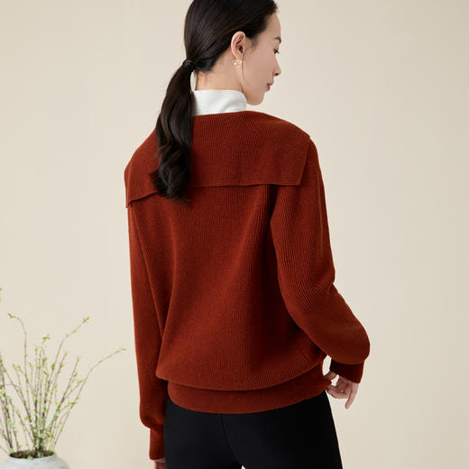 玳莎海军领羊毛针织衫女纯色长袖套头毛衣减龄上衣   BD33308 商品图4