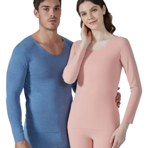 【瑜伽生活家】「数款颜色！无痕设计」俞兆林无缝舒适秋衣秋裤保暖套装 圆领打底保暖内衣上衣裤子 商品图4