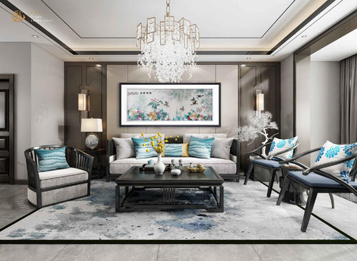 艷 湘绣  刺绣客厅 《沙发背景墙系列1.6m-1.8m》 新中式挂画 商品图9