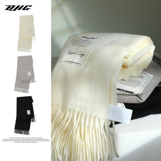 BJHG不计后果冬季美式街头针织围脖男女潮牌纯色加厚保暖围巾披肩 商品图0