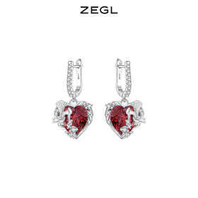 ZEGL设计师微醺玫瑰系列红色爱心耳环女小众耳钉耳扣秋冬新年耳饰