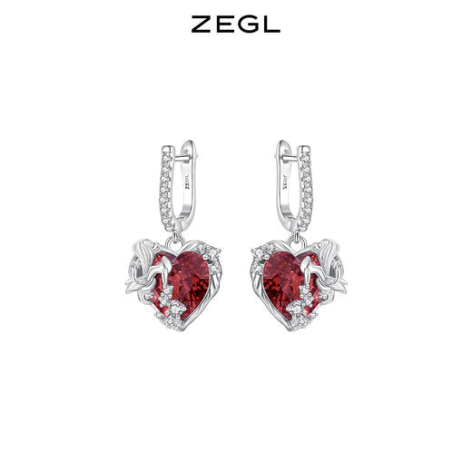 ZEGL设计师微醺玫瑰系列红色爱心耳环女小众耳钉耳扣秋冬新年耳饰 商品图0