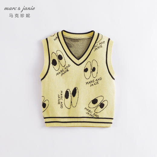 马克珍妮春装新款 男童趣味提花V领针织衫 儿童马甲230127 商品图2