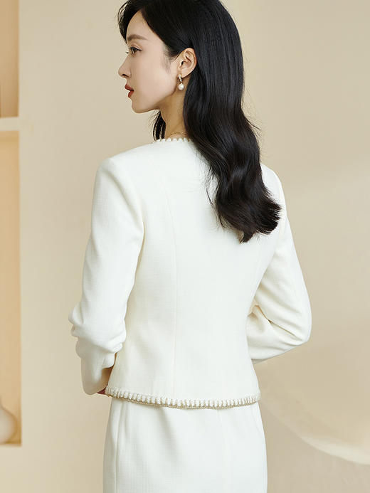 米思阳2026春季新款法式名媛小香风短外套修身圆领单排扣上衣+背心裙0188 商品图5