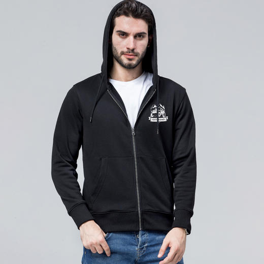 自由基地秋冬新款简约设计越野车logo队服带帽拉链毛圈卫衣休闲衫 NMT-1933 商品图0