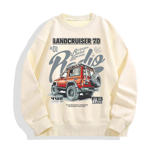 自由基地秋冬新款500G加厚落肩圆领卫衣丰田手绘风越野车图案印花 NMT-1938 商品图4