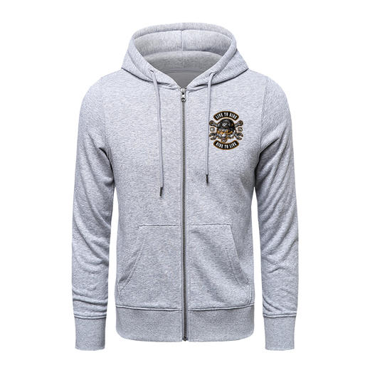 自由基地秋冬新款机车风虎头设计元素带帽拉链卫衣毛圈开衫男女款 NMT-1936 商品图4