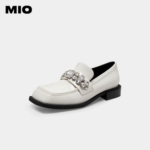MIO米奥春季方头豆豆鞋复古单鞋英伦风一脚蹬乐福鞋M231530102 商品图0