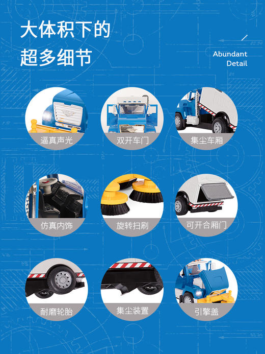 Driven道路清洁车儿童仿真工程车模型宝宝玩具声光垃圾回收清扫地-【玩具】 商品图7