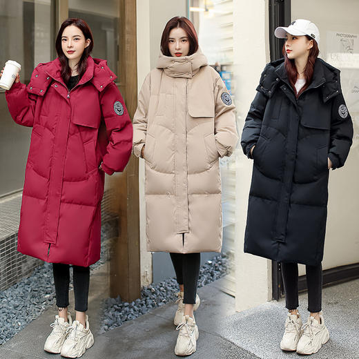 FF-8801新款特大码女装胖mm加肥加大工装长款连帽加厚羽绒服外套8801 商品图2