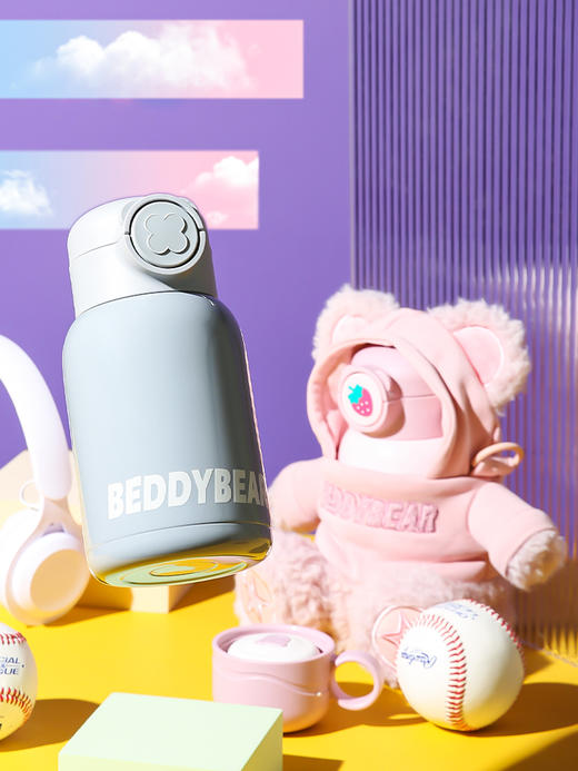 杯具熊豌豆儿童保温杯毛绒高颜值吸管杯小学生水壶宝宝幼儿园水杯 商品图4