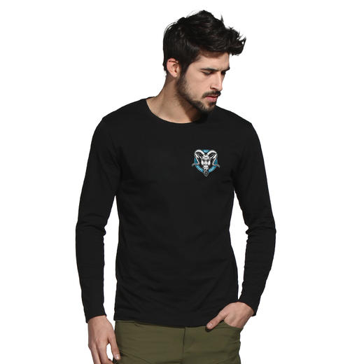 自由基地秋冬新款动物图案公羊logo设计印花长袖T恤衫套头打底衫 NMT-1960 商品图0