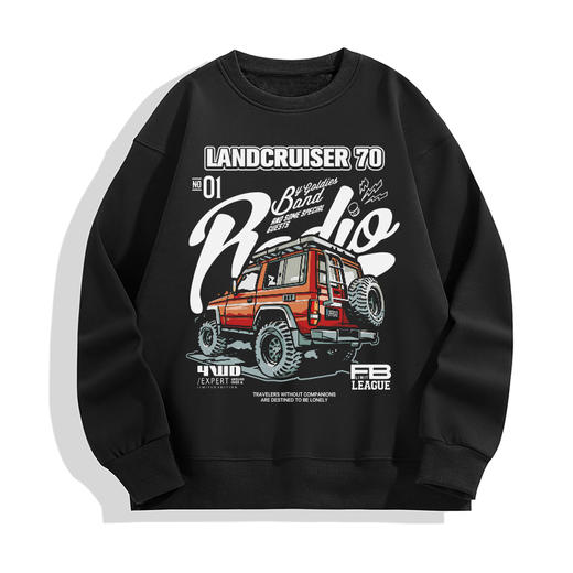 自由基地秋冬新款500G加厚落肩圆领卫衣丰田手绘风越野车图案印花 NMT-1938 商品图2