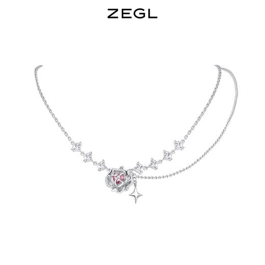 ZEGL设计师微醺玫瑰系列双层项链女轻奢小众高级感锁骨毛衣链配饰 商品图0
