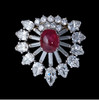 独角鹿西洋古董法国珠宝世家品牌铂金镶钻石缅甸无烧红宝石胸针 商品缩略图3