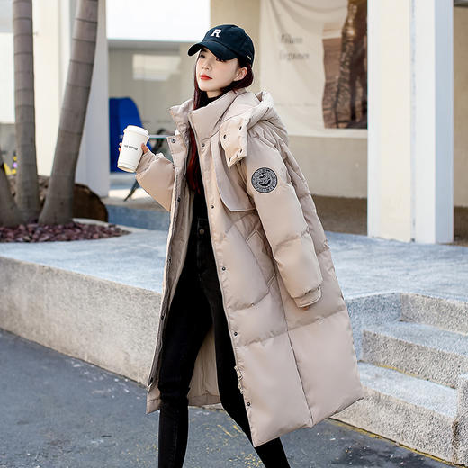 FF-8801新款特大码女装胖mm加肥加大工装长款连帽加厚羽绒服外套8801 商品图5